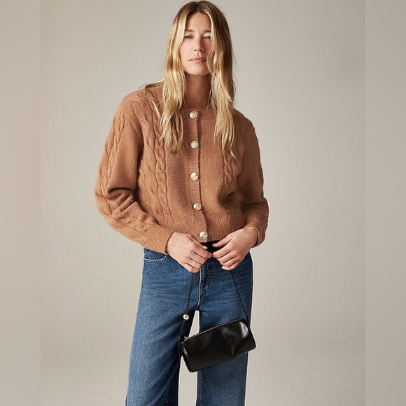 J. Crew Sweaters - J Crew Caramel Alpaca Merino Button front Cardigan, Small